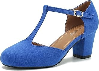 Peijely Women's T-Strap Mary Jane Pumps, Block Heel, Closed Toe, Dress Shoes with Buckle
