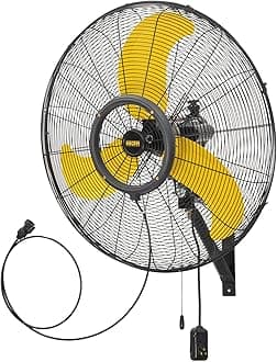 HiCFM 30 inch Misting Outdoor Oscillation Weatherproof Wall Mounted Fan with IP44 Enclosure Motor, GFCI Plug, 9300 CFM 3-Speeds High Velocity Powerful Wall Fan, UL Outdoor Approved