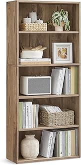 Custos Collection - Bookshelf, 5-Tier Bookcase, Book Shelf, Open Storage Shelf, 9.4 x 23.6 x 52.8 Inches, for Living Room, Home Office, Dinning Room, Camel Brown ULBC165T50