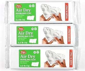 Pepy Premium European Air Dry Modeling Clay White 3-Pack 2.2 lb. Bars, 6.6 lbs. Total; Easy to Use Air-Hardening Clay for Classroom and Montessori Sculpting and Crafts Projects