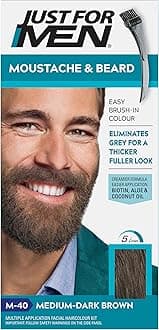 Just for men Moustache & Beard Medium-Dark Brown Dye, Eliminates Grey for a Thicker & Fuller Look, M40