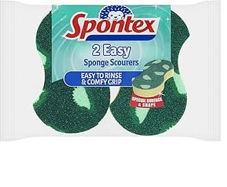 Spontex 2 Easy Sponge Scourers with Comfort Grip