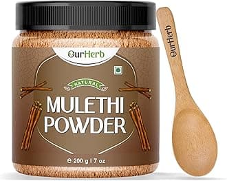 Organic Mulethi Powder| Liquorice | Yashimadhu | Glycyrrhiza glabra | For Skin, Hair with Natural Pigmentation Face Pack | with Wooden Spoon - 200g | 7 Oz