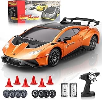 Lamborghini Remote Control Car, 1:18 Scale Officially Licensed Lamboghini Toy Car, Cool RC Cars Toys for 4 5 6 7 8 9 10 11 12 Year Old Boys Kids Adults Gifts,15km/h Fast RC Drift Car (Orange)