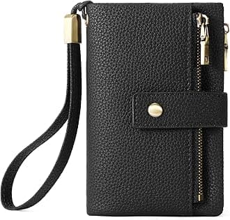 SENDEFN Small Wallet for Women Leather RFID Blocking Wristlet Wallet Credit Card Holder with Double Zipper Coin Purse Ladies Bifold Purse