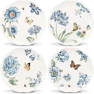 Butterfly Meadow Assorted Blue Dessert Plates, Set of 4