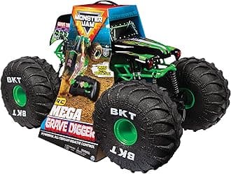 Monster Jam, Official Mega Grave Digger All-Terrain Remote Control Monster Truck with Lights, 1:6 Scale