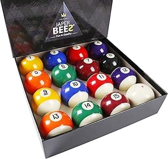 JAPER BEES Billiard Ball/Pool Ball Set Complete 16balls 2-1/4" Regulation Size&Weight Resin Ball