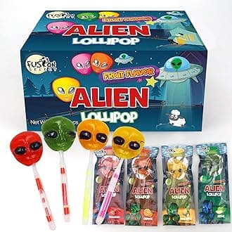 Fusion Select Alien Halloween Lollipops - Trick or Treat Candies for Kids - Extraterrestrial Themed Halloween Candy Lollipops For Space Themed Events & Birthday Parties - Individually Wrapped Treats