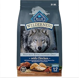 Blue Buffalo Wilderness Natural High-Protein Dry Food for Adult Dogs, Chicken Recipe, 28-lb. Bag