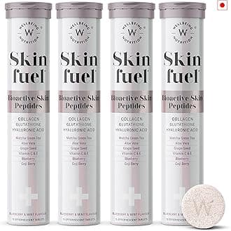 Skin Fuel | Collagen Builder, L-Glutathione, Hyaluronic Acid, Matcha Green Tea, Aloe Vera, Grape Seed, Vit E | Skin Radiance, Elasticity, Glow for Men & Women -60 Effervescent Tabs