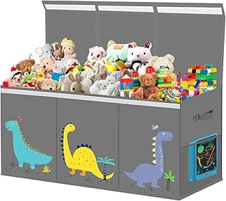 homyfortLarge Toy Storage Box - Toy Chest Organizers Box with Lid Dividers, Collapsible Container Bins for Boys, Girls, Kids, Playroom, Nursery, Closet, Living Room