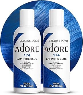 Semi Permanent Hair Color (174 Sapphire Blue) (2 Pack) | Vegan & Cruelty-Free Blue Hair Dye | No Ammonia, No Peroxide, No Alcohol | 4 Fl Oz