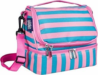 Wildkin Two Compartment Insulated Lunch Bag for Boys & Girls, Perfect Solution for Packing Hot or Cold Snacks for Kids' School and Travel, Ideal for Lunch Bag for Kids (Pink Stripes)