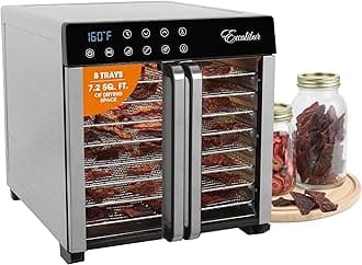 Food Dehydrator 8-Tray for Jerky, Fruit, Vegetables, Herbs, Pet Treats, 7.2 Cu Ft Drying Space with Adjustable Temperature Control and 80 hour digital timer, 8-Tray, Stainless Steel