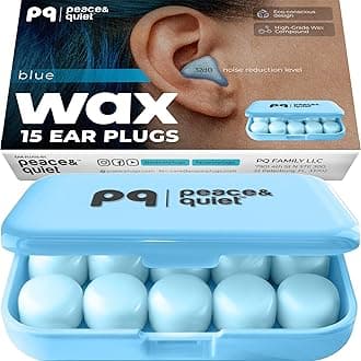 PQ Wax Ear Plugs for Sleeping and Swimming - 15pcs Soft Noise Cancelling Silicone Gel Wax Ear Plugs for Sleeping and Swimming, Ear Protection, Noise Insulation Level 32dB (15 pieces) Color: Blue