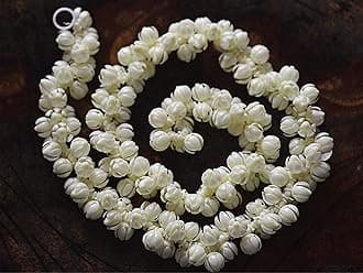 Artificial Jasmine Garland, Jasmine Gajra, Mullapoove mala with Real Fragrance, As Used for Hair Accessory for Women and Girls, Length - 90 cm, Cream Colour