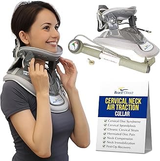 Cervical Neck Air Traction Collar – Home Cervical Decompression Device for Herniated Disc, Pinched Nerve & Spondylosis Relief – Adjustable Portable Spinal Support
