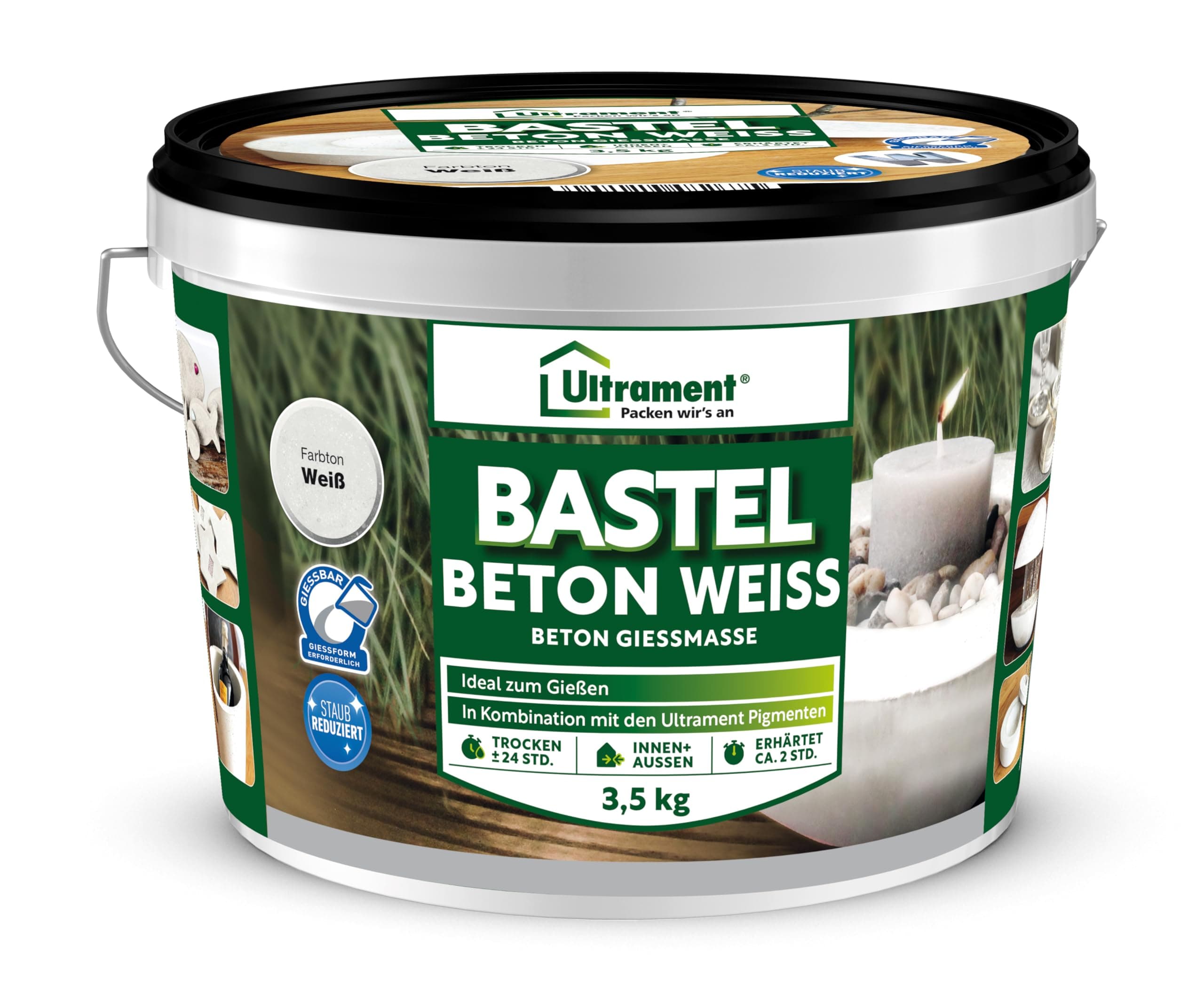 Ultrament, ready-mixed concrete, creative concrete, casting material, super fast drying time, light grey, 3.5 kg