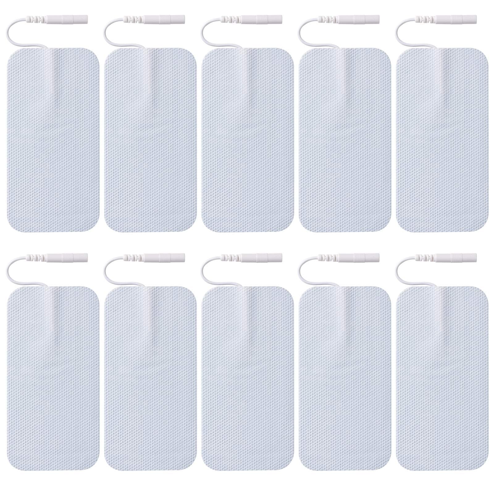 – 10 Pieces Large Electrode Pads for TENS Unit Replacement Pads for TENS Machine 2mm PIN Connector - 2x4 Inches Self-Adhesive Electrodes