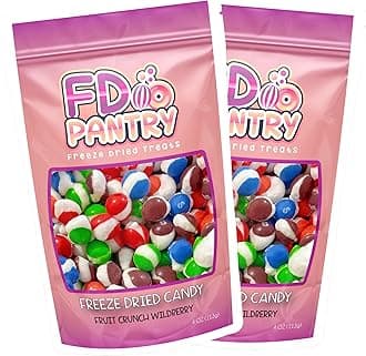 Freeze Dried Candy Fruit Crunch Wildberry, 4 oz, 2 Pack, Assorted Berry Punch, Melon, Strawberry, Cherry, Raspberry, Gift Bag