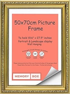 Memory Box Ornate Shabby Chic Picture/Photo/Poster frame with Perspex Sheet - (50 x 70cm) Gold 19.6" x 27.5"