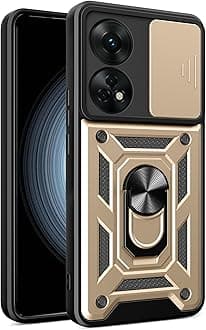 Compatible with Oppo A78 4G Bracket Shell,with Slide Camera Lens Cover Compatible with Oppo A78 4G CPH2565 Case Gold