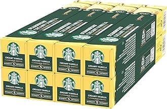 STARBUCKS Creamy Vanilla Flavoured Coffee by Nespresso, Blonde Roast, Coffee Capsules 8 x 10 (80 Capsules)