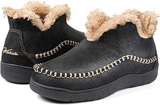 WishcottonMen's Microsuede Fuzzy Warm Fleece Lining Moccasin Slippers Cozy Memory Foam Indoor Outdoor House Shoes