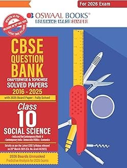 Oswaal CBSE Question Bank Chapterwise and Topicwise SOLVED PAPERS Class 10 Social Science For Exam 2026