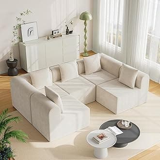 wanan 146'' Modular Sectional Couches for Living Room with Deep Seat, L-Shape Cloud Sofa Couch, High Density Memory Foam, Boneless Upholstered Couches, Easy Assembly (Warm White, 5 Seats)Global Recycled StandardGlobal Recycled StandardGlobal Recycled Standard