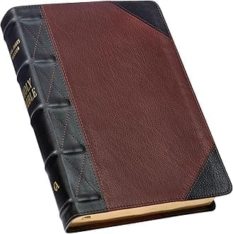 KJV Giant Print Full-Size Bible Two-Tone Brandy/Brown Full Grain Leather