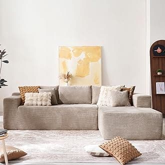 104" Cloud Sectional Couch with Comfy Chaise, Boneless L Shape Sofa with Deep Seat, Minimalist Modular Couches Sleeper for Living Room Bedroom Apartment Lounge,BeigeGlobal Recycled StandardGlobal Recycled StandardGlobal Recycled Standard