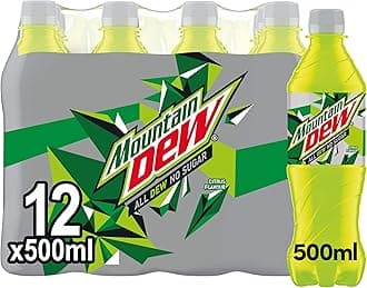 Mountain Dew No Sugar Citrus Blast Exhilarating Intensely Refreshing Bold Taste Pack of 12 x 500ml Bottles, 6000 millilitre