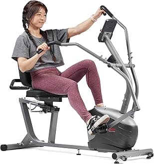 Sunny Health & Fitness Recumbent Exercise Bike for Home Use, Full-Body Stationary Bike Trainer, Indoor Cycling Machine Plus Adjustable Seat & Bulit-in Pulse Sensors, Free SunnyFit App Connection