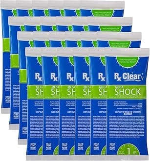 Rx Clear Mega Shock | 73% Calcium Hypochlorite | Kills Algae in Swimming Pools | Works As Pool Sanitizer Clarifier and Algicide | One Pound Bags | 24 Pack