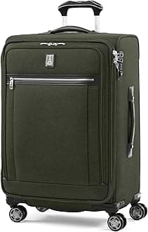 - Platinum Elite Softside Expandable Checked Luggage, 8 Wheel Spinner Suitcase, TSA Lock, Men and Women, Pilot Green, Checked Medium 25-Inch