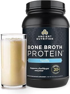 Grass Fed, Bone Broth Protein Powder, 20g Protein, Hydrolyzed Collagen Peptides, Keto & Paleo Friendly, Supports Joint, Gut Health, Vanilla, 40 Servings