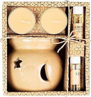 AuraDecor Fragrance Heat Diffuser Gift Set with Tealight Candles || HomeDecor || Diffuser Set || Tealight || Candles(Lemon Grass)