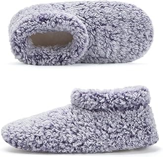 Fuzzy Slippers for Women Indoor, Warm Bedroom Slip On Shoes, Winter Fluffy House Socks with Grippers, Cozy Christmas Gifts Unique
