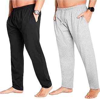 CityComfort Mens Pyjama Bottoms - Jersey Lounge Pants with Pockets, Pack of 2