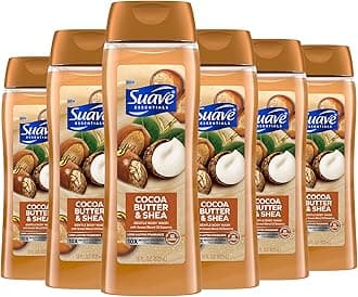 Suave Moisturizing Body Wash, Cocoa Butter and Shea with Vitamin E Extract, No Parabens, No Phtahaltes, 18 Oz Pack of 6