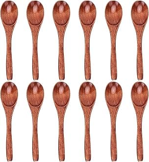 12pcs 6in Wooden Spoons, Soup Spoons Set, Small Wooden Utensils for Coffee, Tea, Jam, Sugar, Ice Cream and Bath Salts (12pcs 6in)
