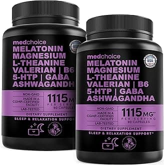 12-in-1 Melatonin Sleep Capsules - Natural Sleep Aids for Adults with Melatonin 5mg and Magnesium Glycinate 500mg, Sleep Aid with Ashwagandha, L Theanine, Valerian Root, GABA, 5-HTP (90ct, Pack of 2)