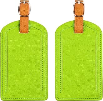 Premium Colored Luggage Tags for Luggage, Travel Bags and Suitcases by Adventure Goods- Neon Green (Pack of 2)