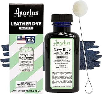 Angelus Leather Dye - Flexible Leather Dye for Shoes, Boots, Bags, Crafts, Furniture, & More 3oz (Navy Blue)
