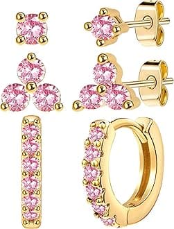 Dainty Small Gold Stud Earrings for Women, 14K Gold Plated Mini Tiny Studs Earrings Sets with Hypoallergenic S925 Sterling Silver Post for Sensitive Ears Cute Cartilage Earrings for Multiple Piercing Jewelry