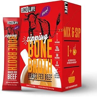Beef Bone Broth Sticks: 10g Protein, Keto Friendly - 10 Portable Servings
