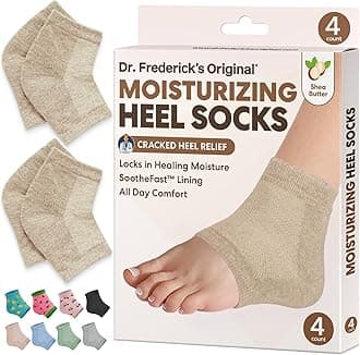 Dr. Frederick's Original Moisturizing Heel Socks for Dry Cracked Heels Treatment - Infused with Olive Oil, Jojoba Oil and Vitamin E - 2 Pairs - Self Care Gifts for Women & Men - Beige Shea