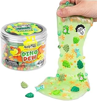 Crazy Aaron’s Slime Charmers - Dino Dew, Banana Scented Slime with Charms, Non-Toxic, Super Stretchy & Squishy Fidget Toy Suitable for Boys and Girls Aged 3Y+
